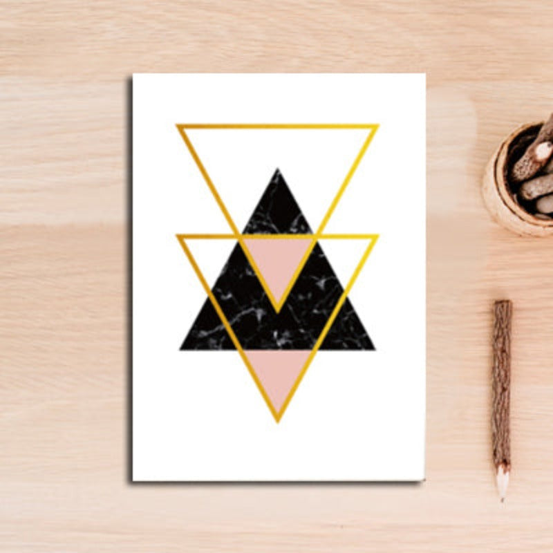 Moderne abstrakte Geometrie, goldene Buchstaben – Leinwandbild