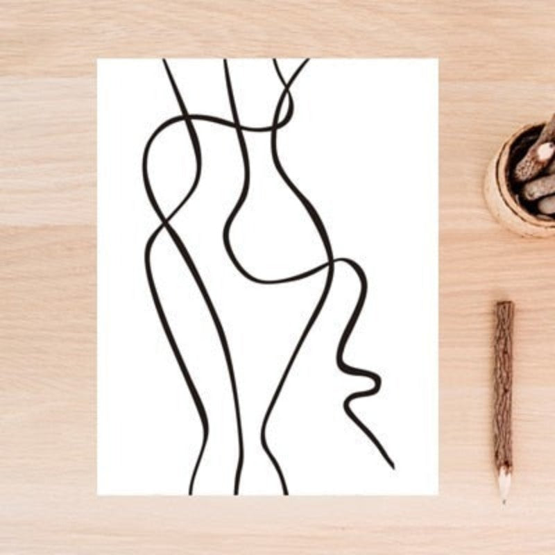Abstract Minimalist Curve Figur Schwarz und Weiß - Leinwand Wandkunst Gemälde