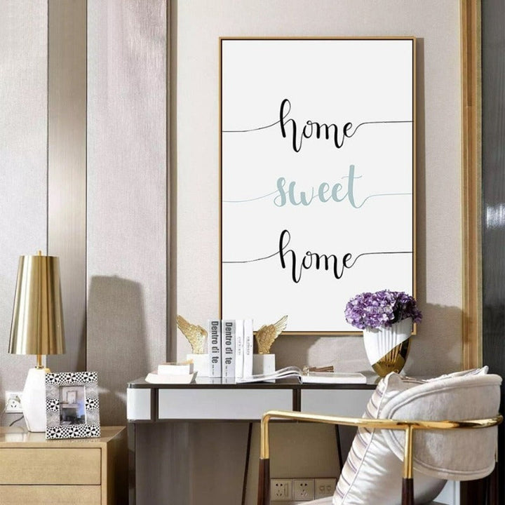 Nordisches „Home Sweet Home“-Löwenzahnposter – Leinwandbild