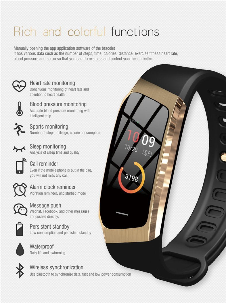 Karnz | Fitband Smartwatch wasserdicht Blutdruck Sauerstoff Herzfrequenzmonitor Sportarmband