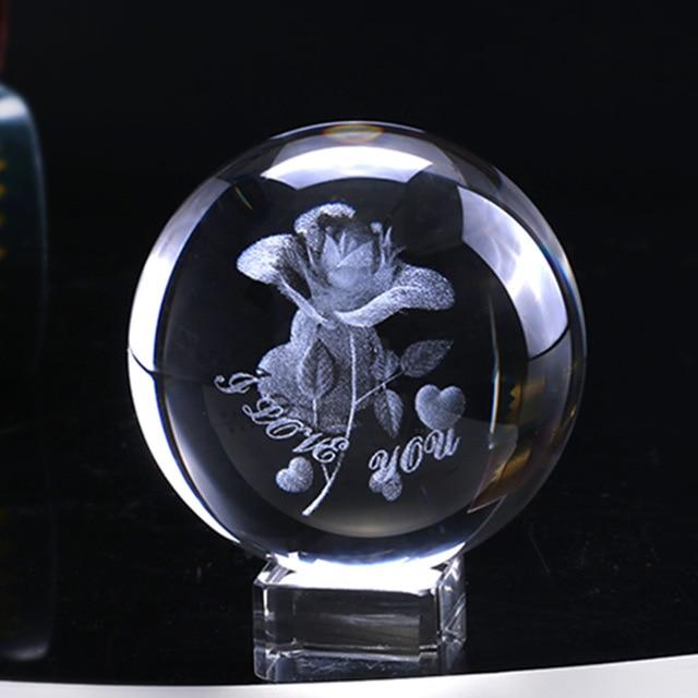 3D Rose Kristallball "Ich liebe dich" | Karnz