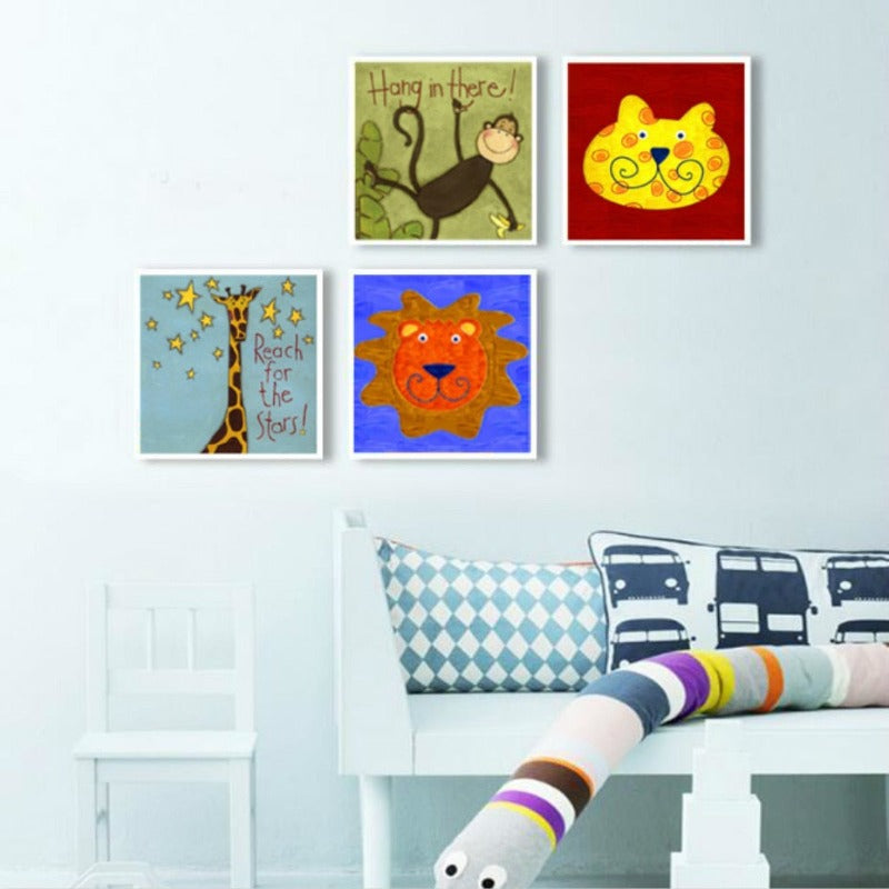 Cartoon Tiere Kinderzimmer - Leinwand Wandkunst Malerei
