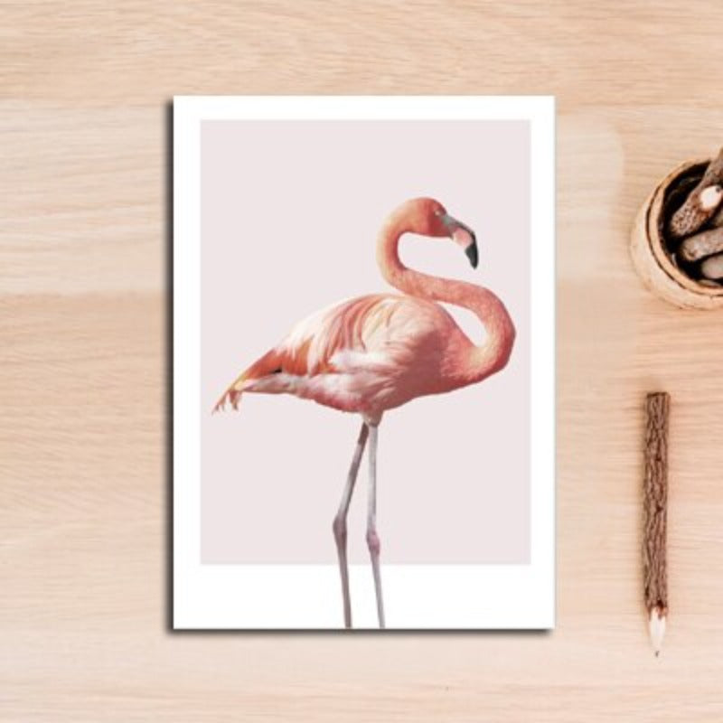 Modernes Leinwandbild mit rosa Flamingos und Pfingstrosen