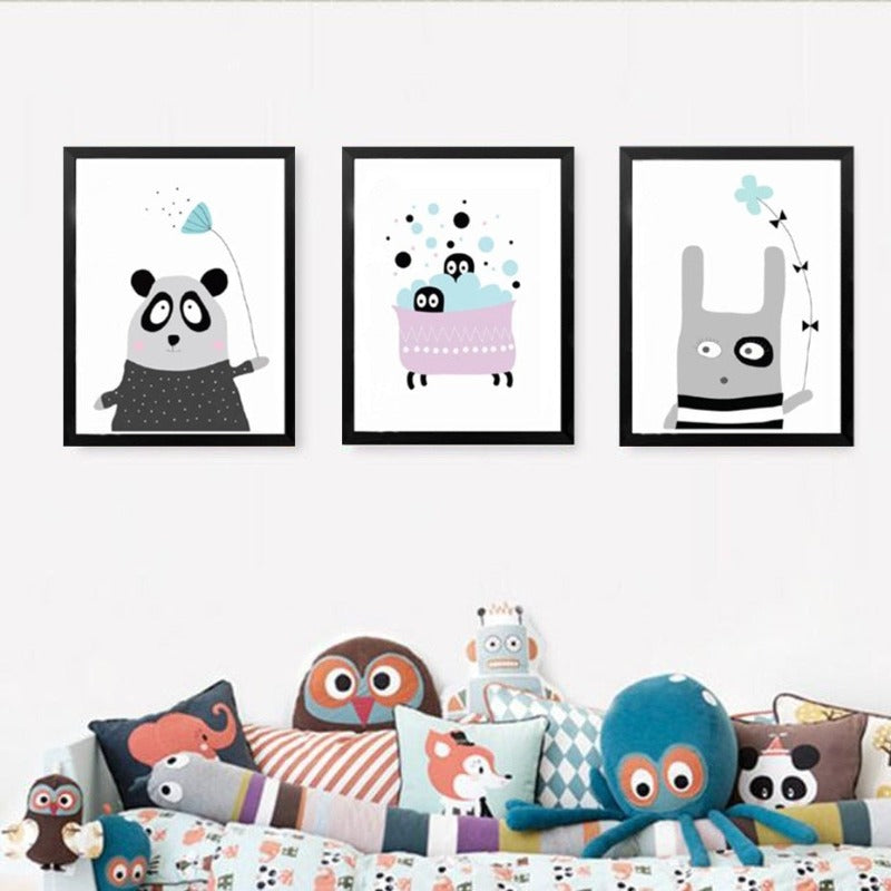 Cartoon Panda Ballon Kinder Geschenke - Leinwand Wandkunst Gemälde