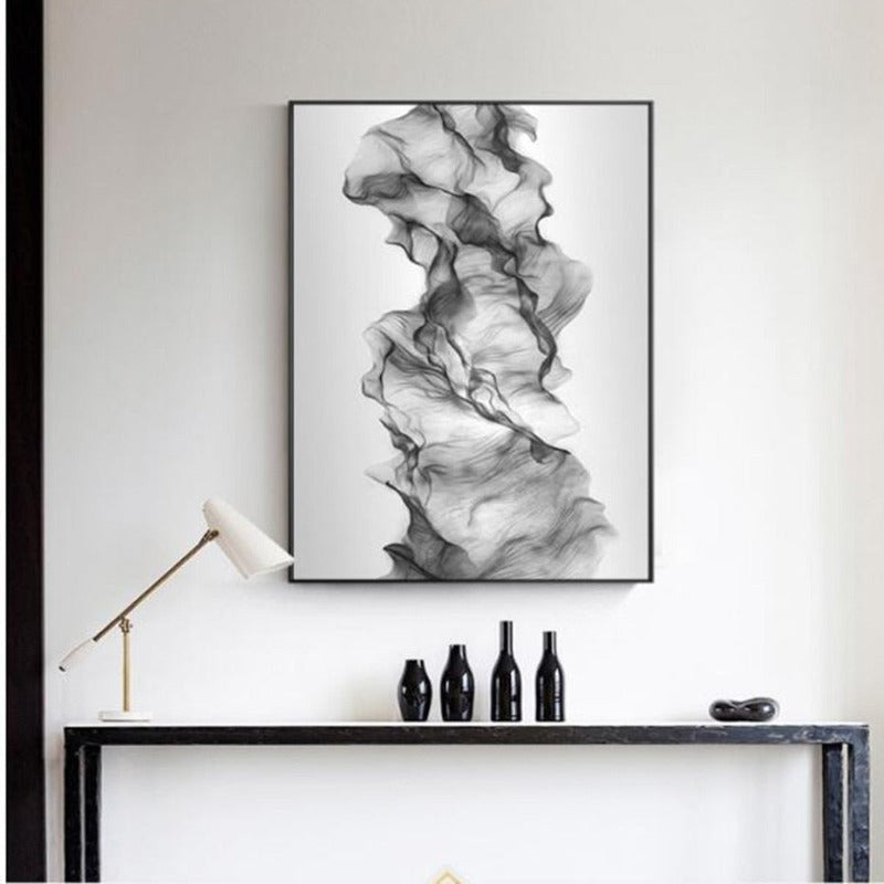 Abstraktes Schwarz-Weiß-Dynamisches Poster Tinten Druck Nordisch - Leinwand Wandkunst Gemälde