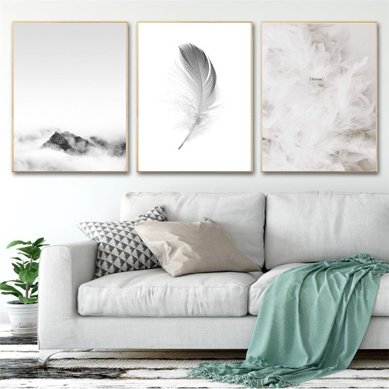 Nordic Refresh Feather Letters - Leinwandbild