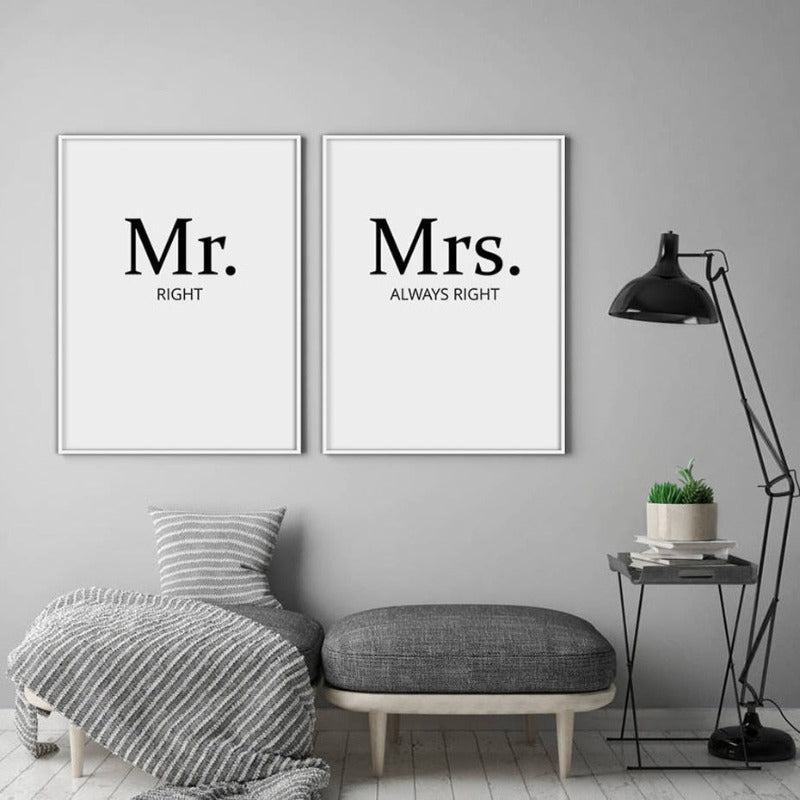 Mr. Right Mrs. Always Right Paare - Leinwand Wandkunst Malerei