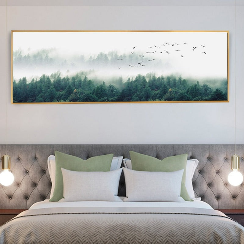 Nordische Nebelvögel, Waldarbeiterlandschaft - Leinwandbild