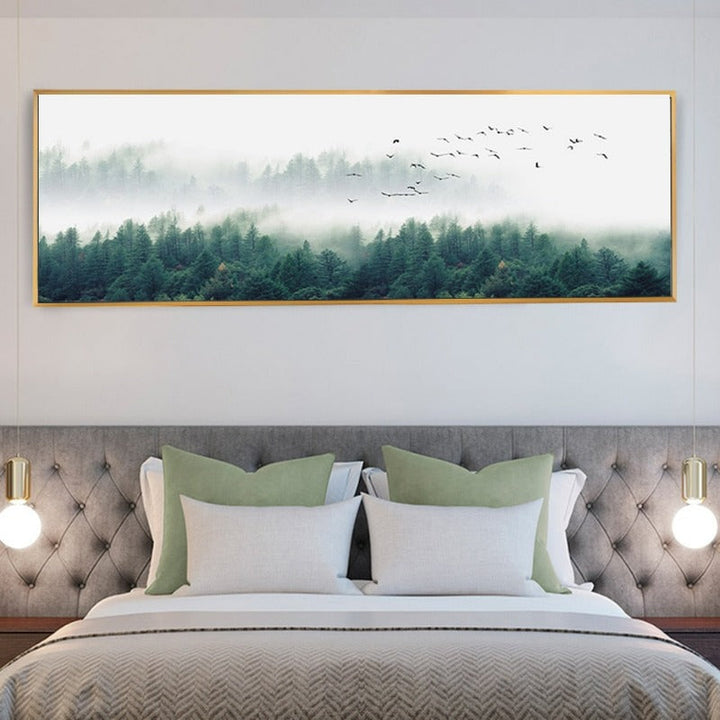 Nordische Nebelvögel, Waldarbeiterlandschaft - Leinwandbild