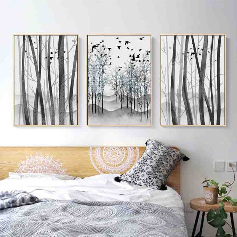 Abstract Woodland Nordic Wandkunst Drucke - Leinwand Wandkunst Malerei
