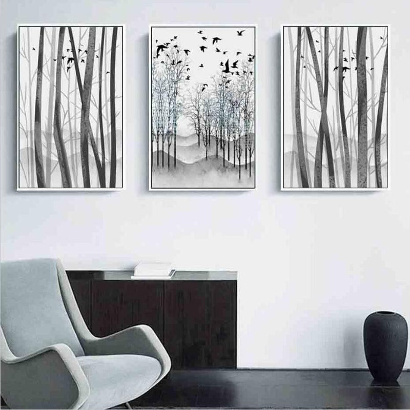 Abstract Woodland Nordic Wandkunst Drucke - Leinwand Wandkunst Malerei