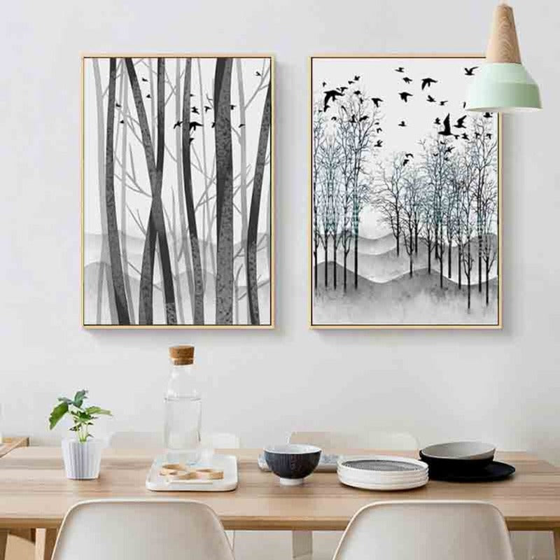 Abstract Woodland Nordic Wandkunst Drucke - Leinwand Wandkunst Malerei
