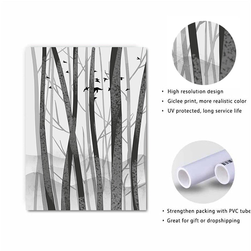 Abstract Woodland Nordic Wandkunst Drucke - Leinwand Wandkunst Malerei