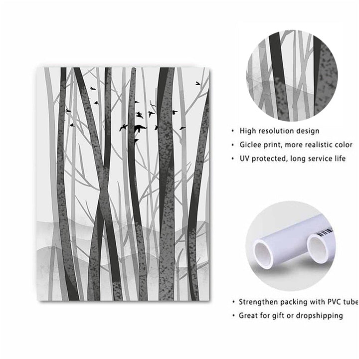 Abstract Woodland Nordic Wandkunst Drucke - Leinwand Wandkunst Malerei