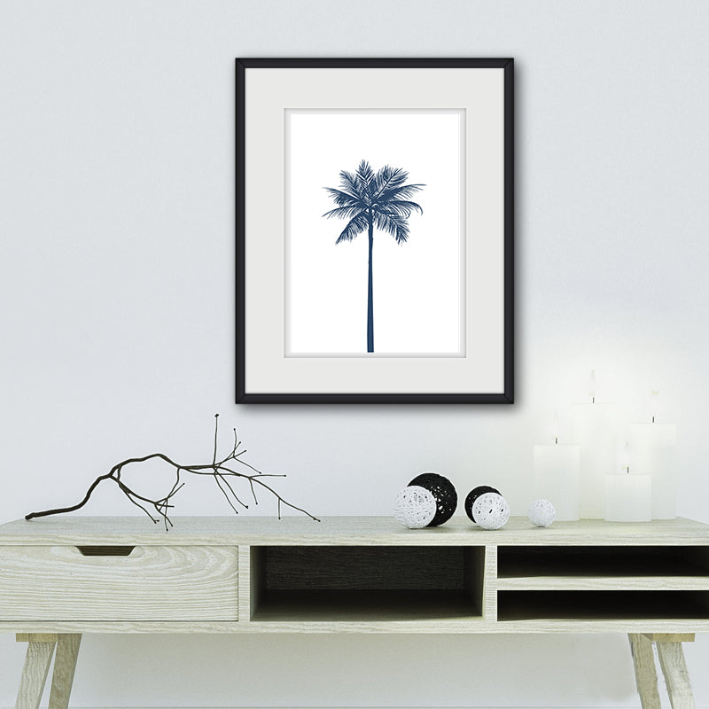 Marineblaue Palme – Leinwandbild