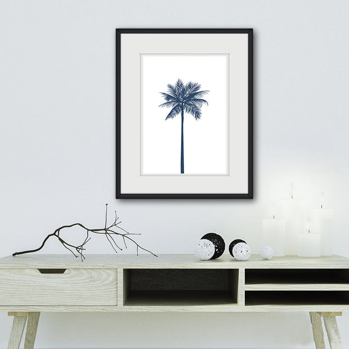 Marineblaue Palme – Leinwandbild