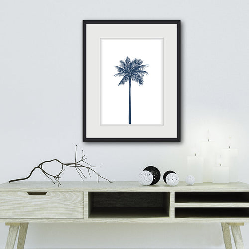 Marineblaue Palme – Leinwandbild