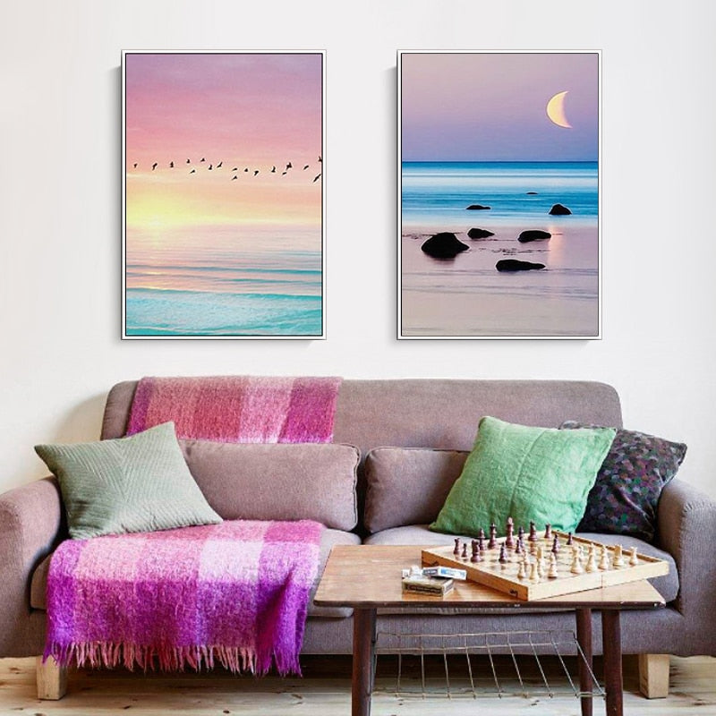 Schöne Sonnenuntergang-Seestück - Leinwand Wandkunst Gemälde