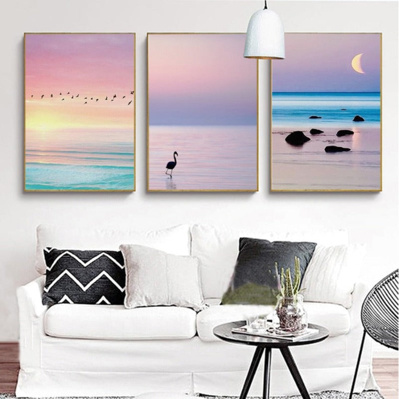 Schöne Sonnenuntergang-Seestück - Leinwand Wandkunst Gemälde