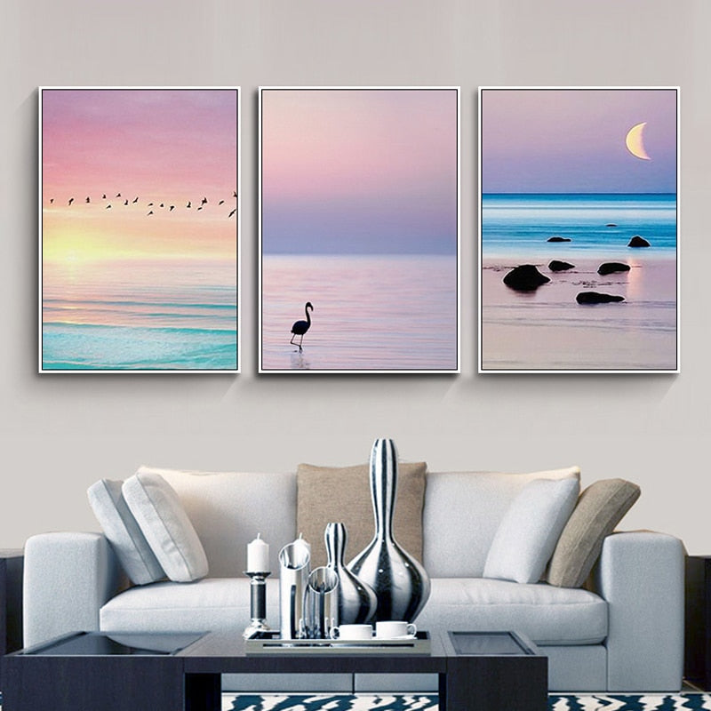 Schöne Sonnenuntergang-Seestück - Leinwand Wandkunst Gemälde
