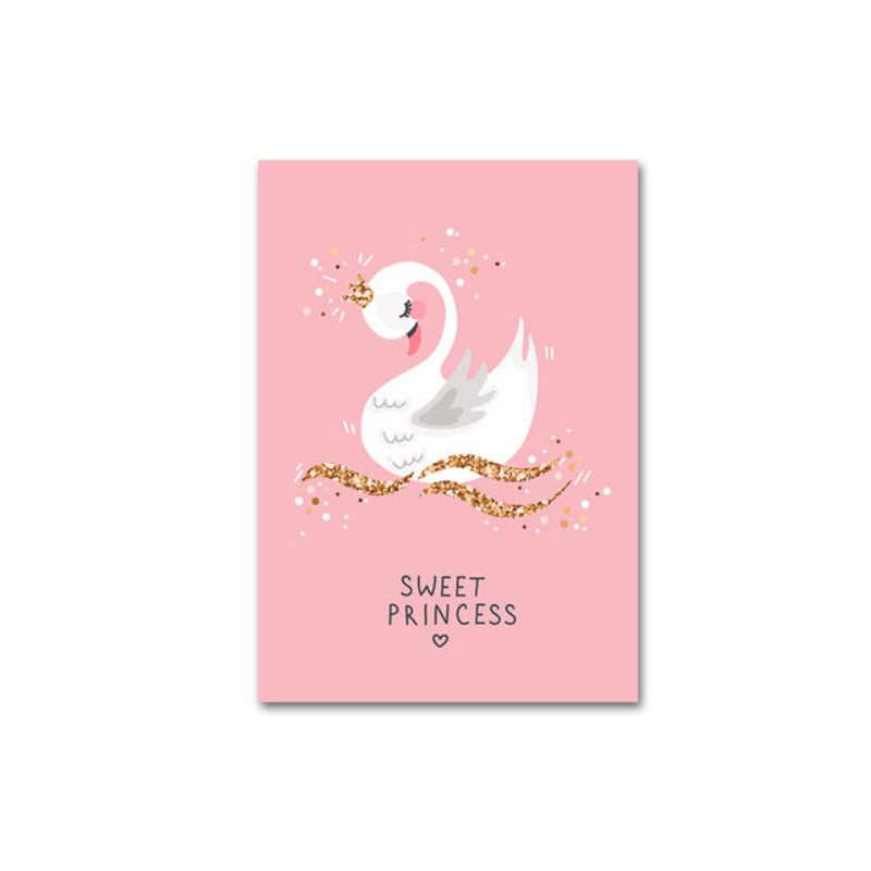 Moderne rosa Prinzessinnen-Einhorn-Poster - Leinwand-Wandkunst-Gemälde