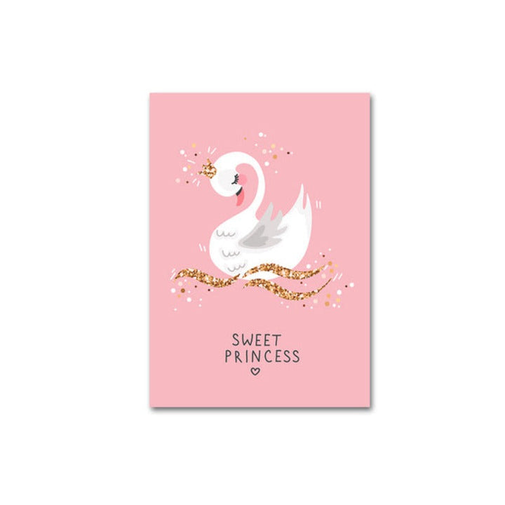Moderne rosa Prinzessinnen-Einhorn-Poster - Leinwand-Wandkunst-Gemälde