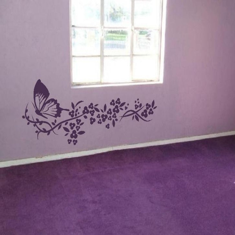 Moderne Schmetterlingsblumen – Wandaufkleber auf Leinwand