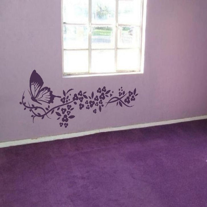 Moderne Schmetterlingsblumen – Wandaufkleber auf Leinwand