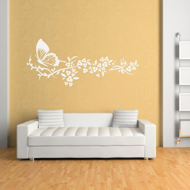 Moderne Schmetterlingsblumen – Wandaufkleber auf Leinwand