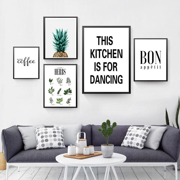 Kräuterposter Botanische Küche - Leinwand Wandkunst Gemälde