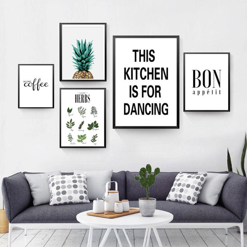 Kräuterposter Botanische Küche - Leinwand Wandkunst Gemälde