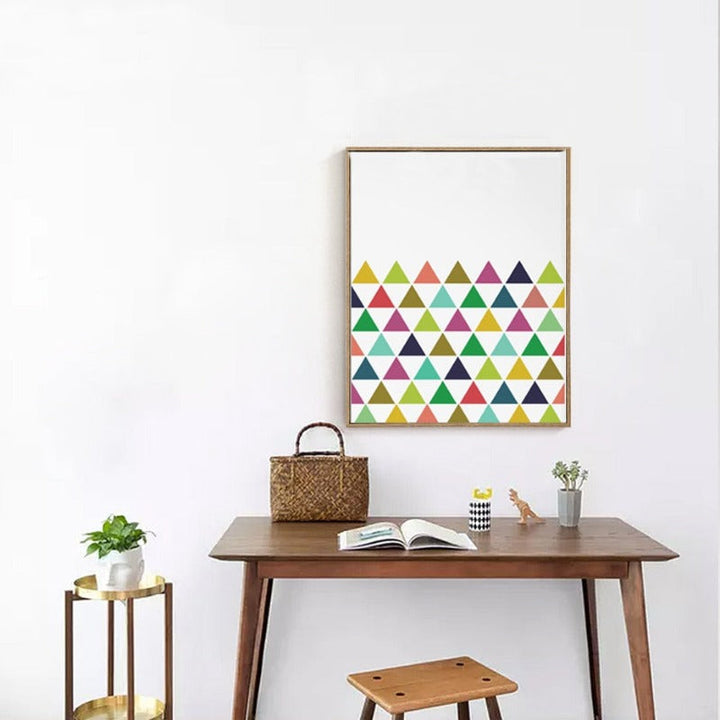 Geometrisches Dreieck Bunt Dekorativ - Leinwand Wandkunst Gemälde