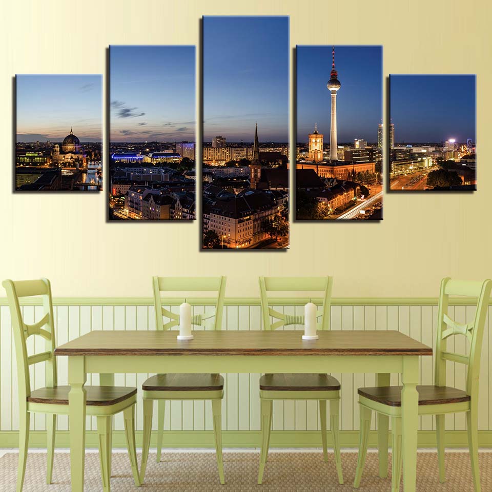 Bau Nacht Szene Leinwand Wandkunst Gemälde