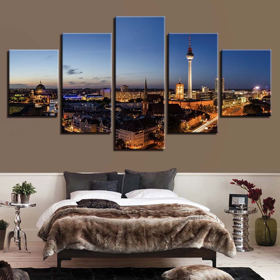 Bau Nacht Szene Leinwand Wandkunst Gemälde