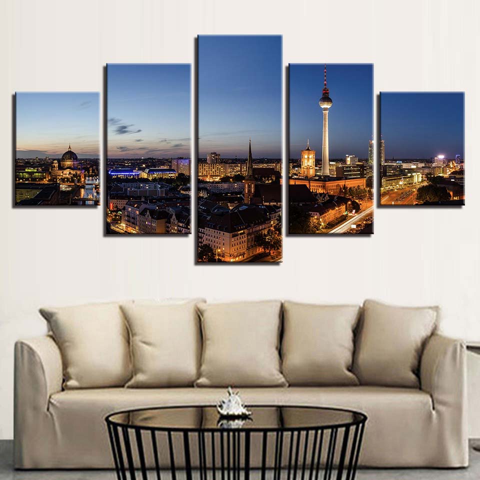 Bau Nacht Szene Leinwand Wandkunst Gemälde