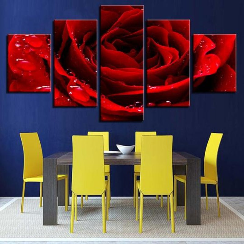 Schöne Rote Rose - Leinwand Wandkunstdruck