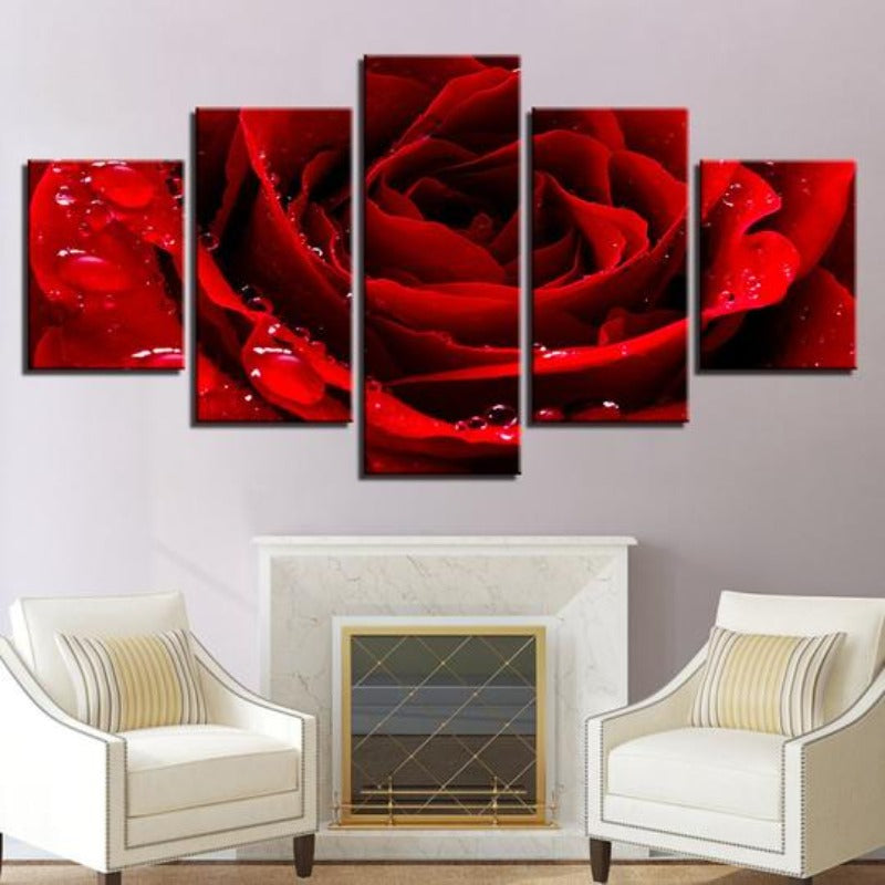 Schöne Rote Rose - Leinwand Wandkunstdruck