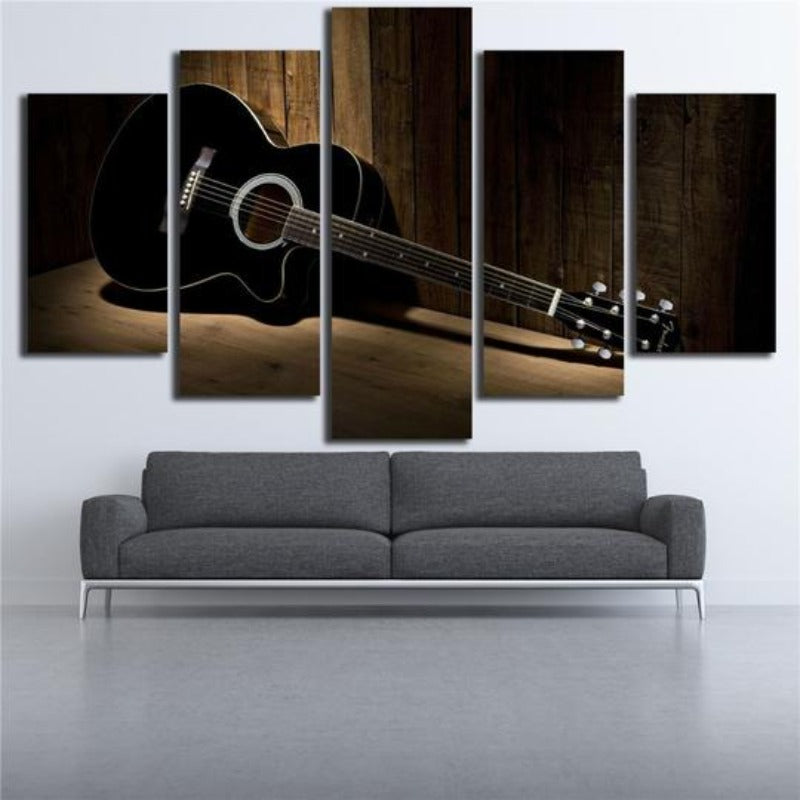 Schwarze Gitarre - Leinwand Wandkunst Gemälde