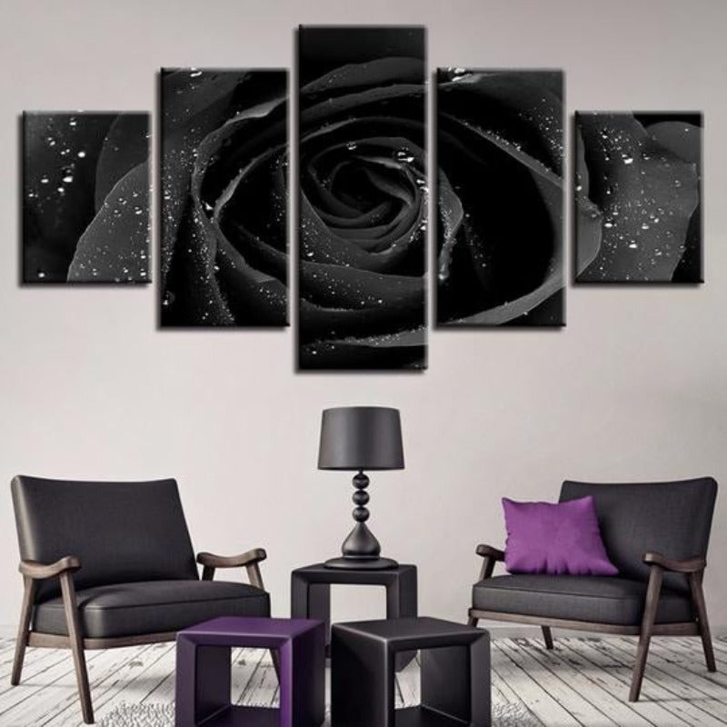 Schwarze Rose - Leinwand Wandkunst Gemälde