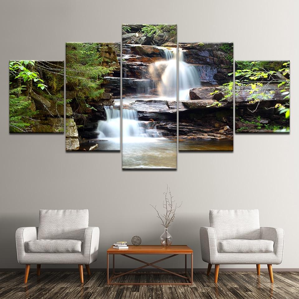 Schönes Wasserfall - Leinwand Wandkunst Gemälde