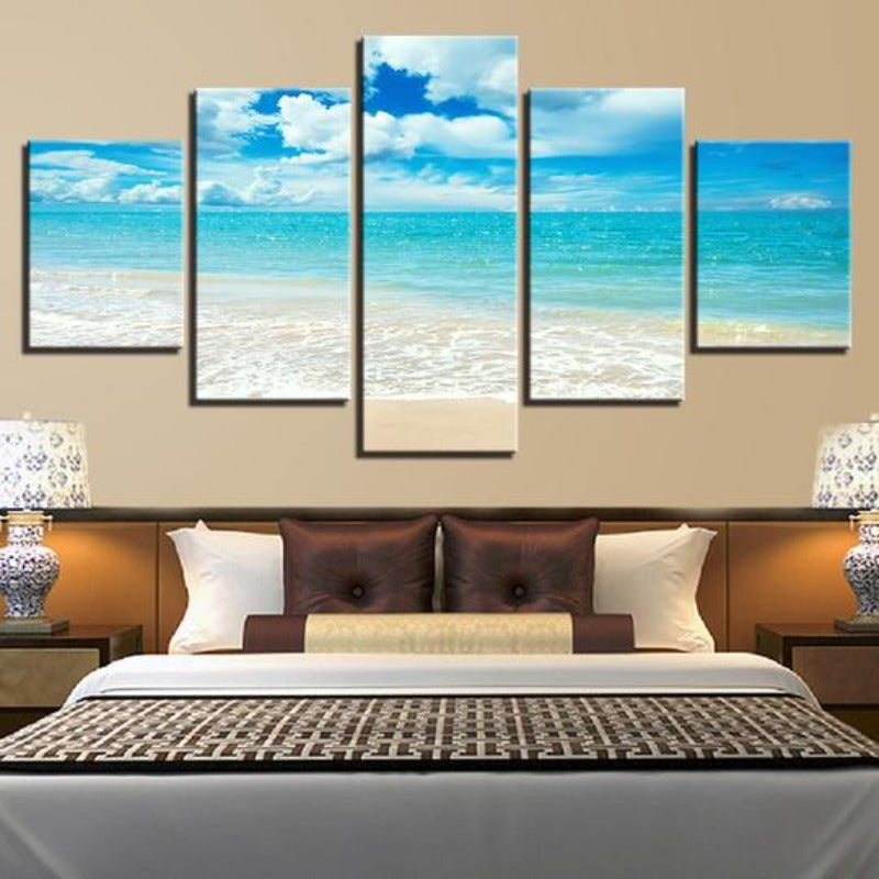 Blaue Meereswellen Am Strand - Leinwand Wandkunstmalerei