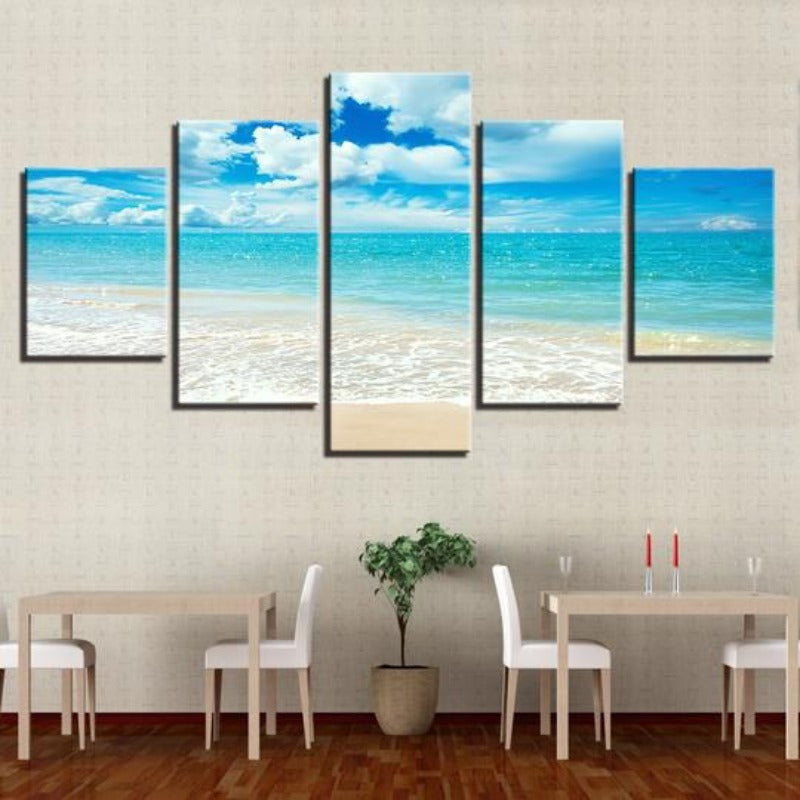 Blaue Meereswellen Am Strand - Leinwand Wandkunstmalerei
