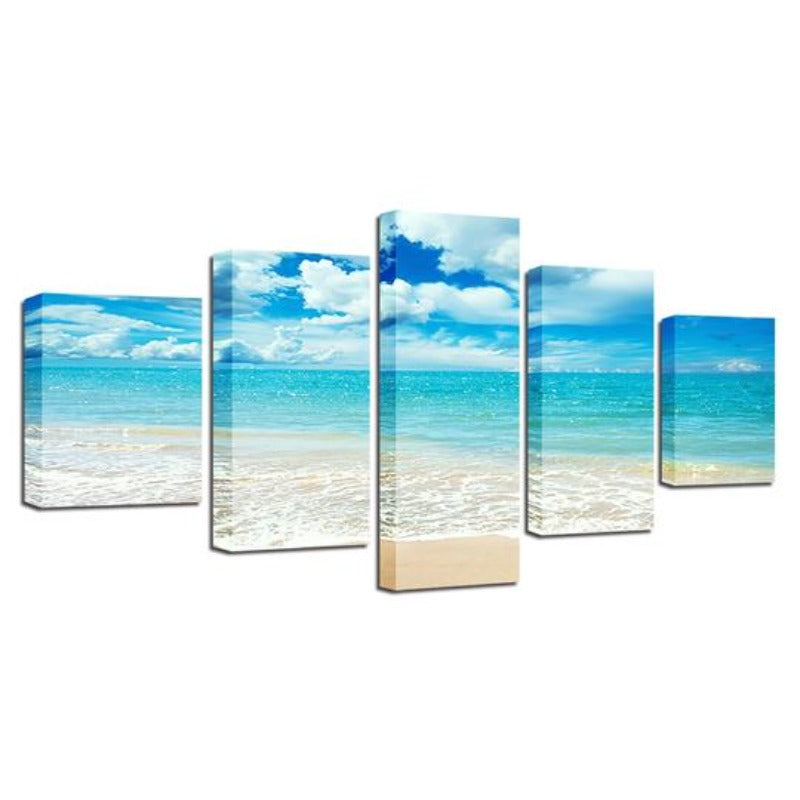 Blaue Meereswellen Am Strand - Leinwand Wandkunstmalerei
