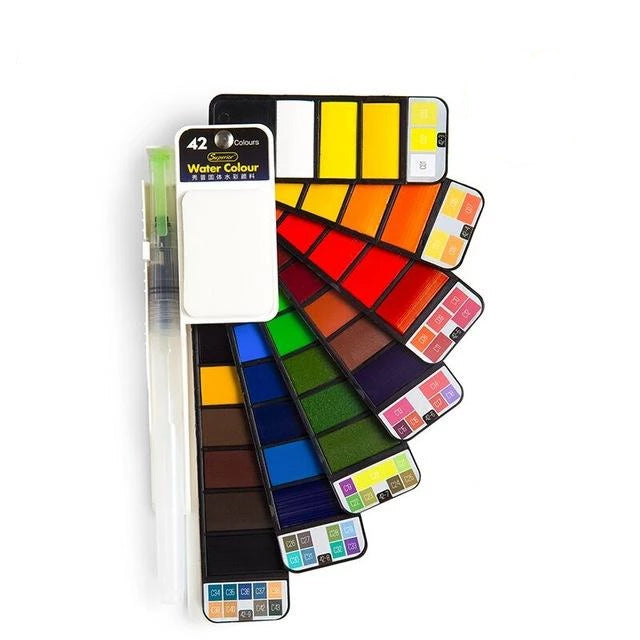 Aquarellfarben Set mit Wasserpinsel & Pigment | Karnz