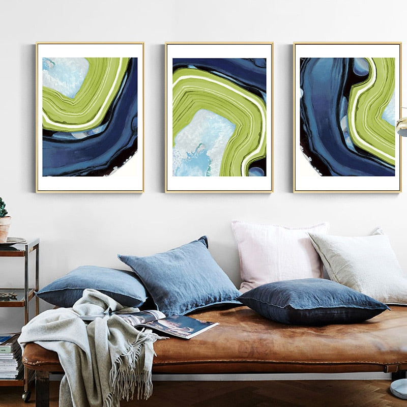Abstract Blau Grün Marmor - Canvas Wandkunst Gemälde