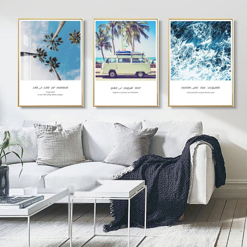 Reiseposter, Kokosnussbaum-Drucke, tropische Meereslandschaft - Leinwandbild
