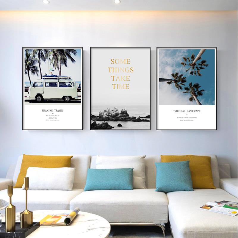 Reiseposter, Kokosnussbaum-Drucke, tropische Meereslandschaft - Leinwandbild