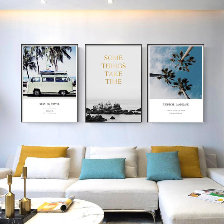 Reiseposter, Kokosnussbaum-Drucke, tropische Meereslandschaft - Leinwandbild