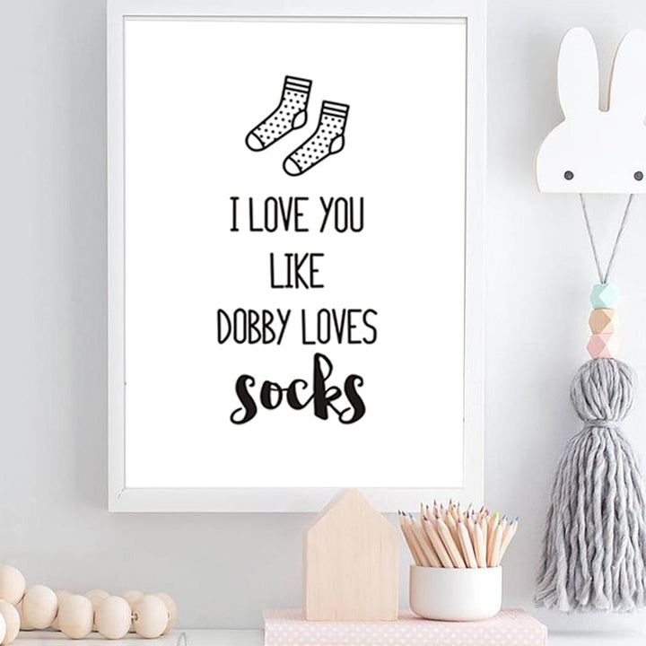 Ich liebe dich Kinderzimmer Drucke Dekor Socken - Leinwand Wandkunst Malerei