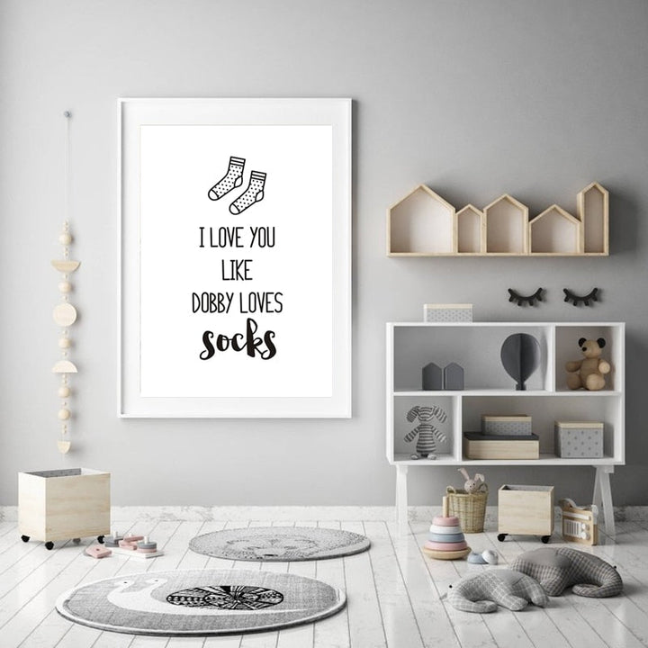 Ich liebe dich Kinderzimmer Drucke Dekor Socken - Leinwand Wandkunst Malerei